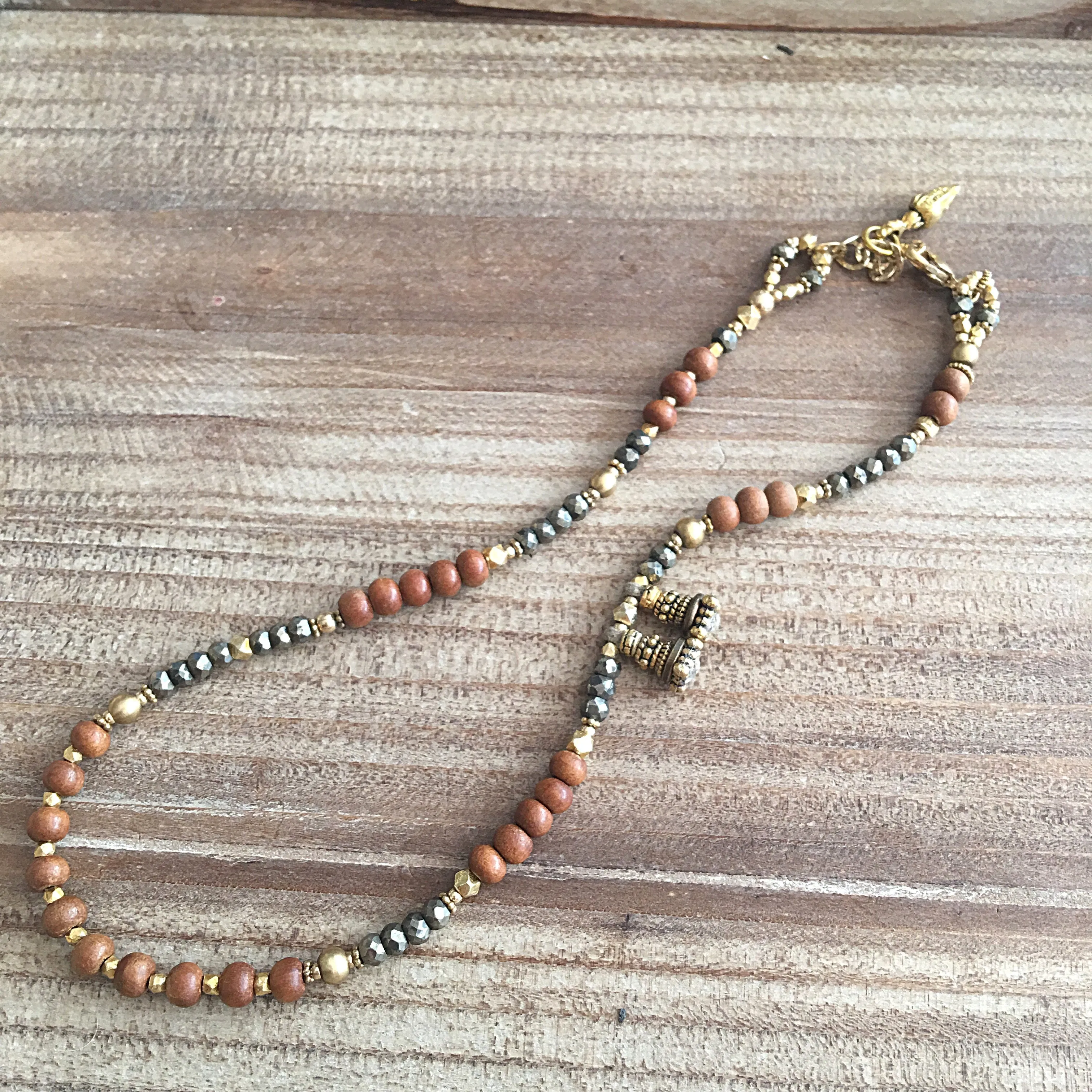 Sandalwood and Pyrite Love Wrap Bracelet