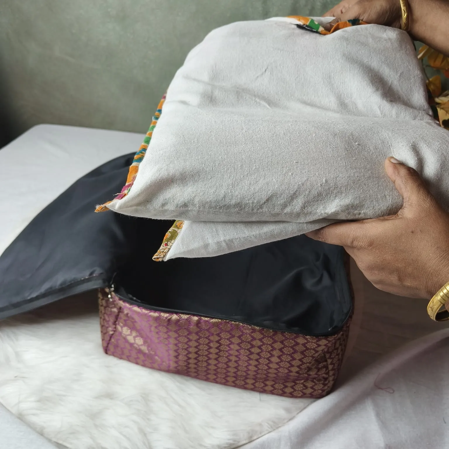 Saree Storage Bags Blue Diamond weaves