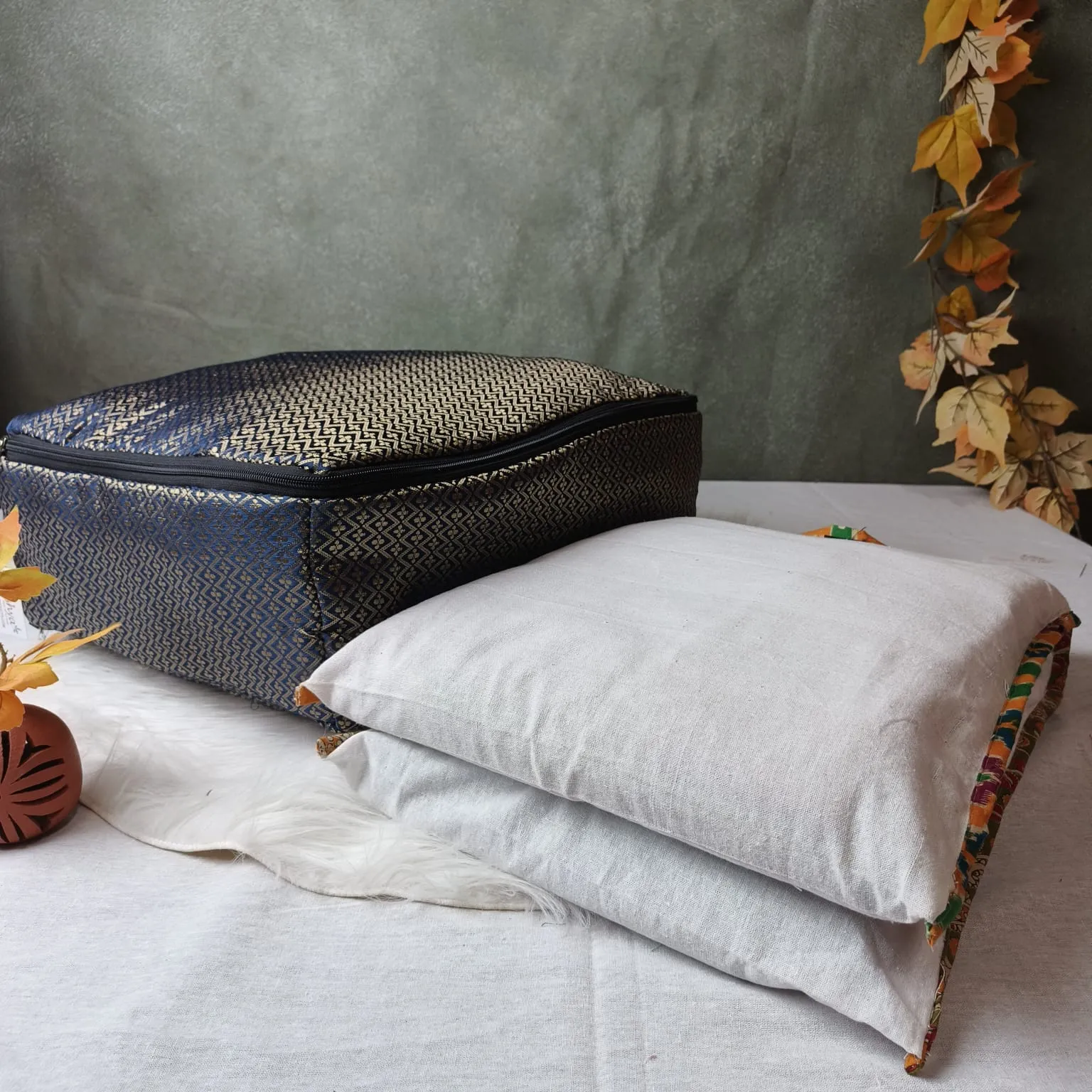 Saree Storage Bags Blue Diamond weaves