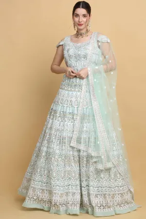 Sea Green Floral Lehenga Set