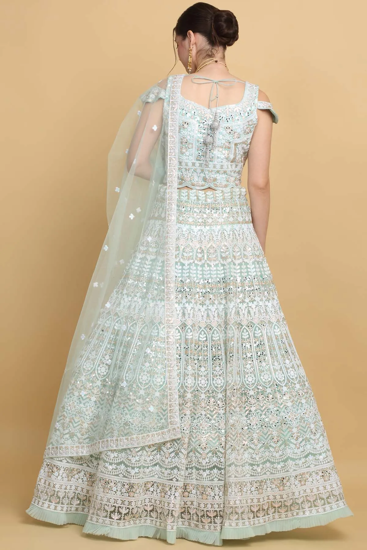 Sea Green Floral Lehenga Set