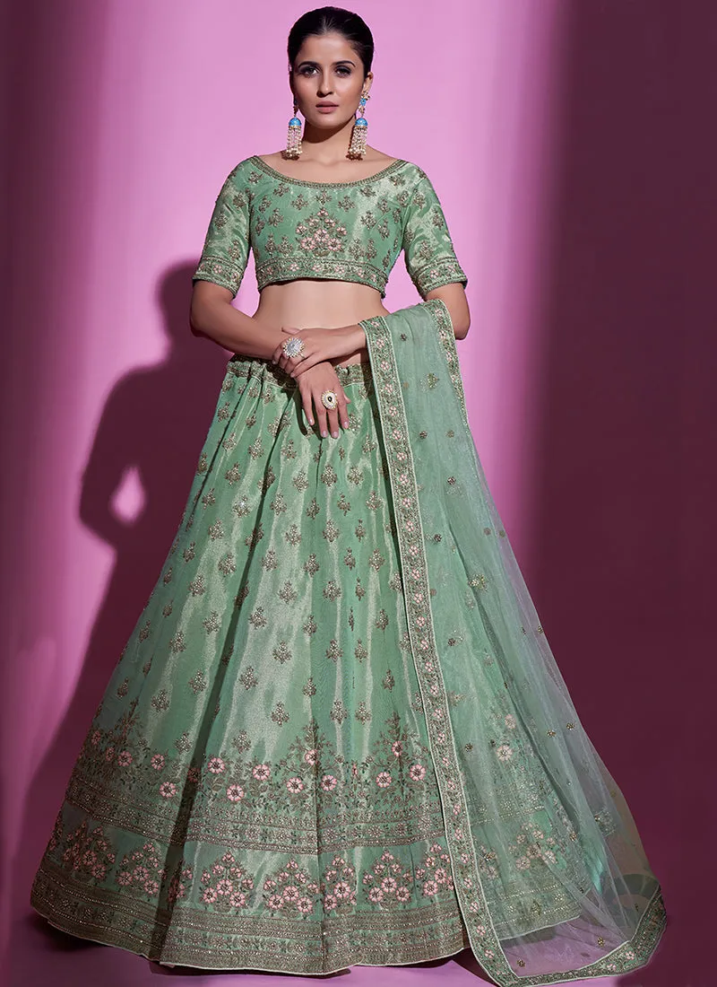 Sea Green Multi Embroidery Wedding Lehenga Choli