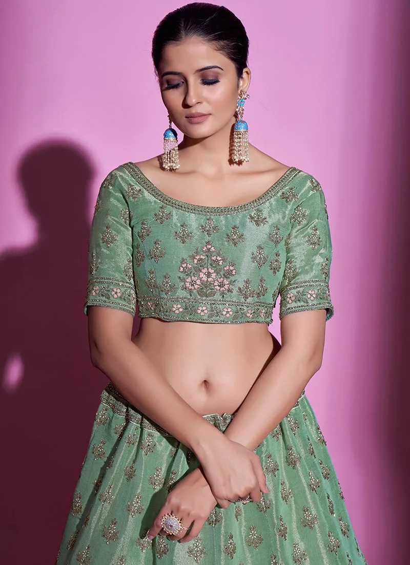 Sea Green Multi Embroidery Wedding Lehenga Choli