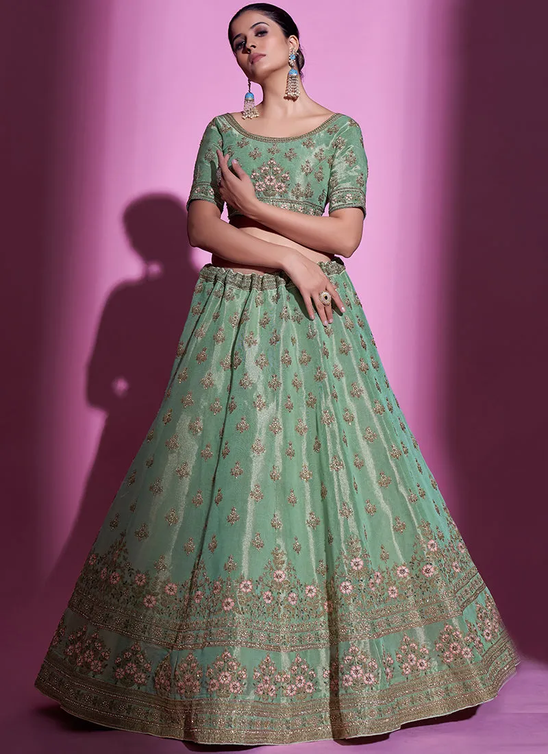 Sea Green Multi Embroidery Wedding Lehenga Choli