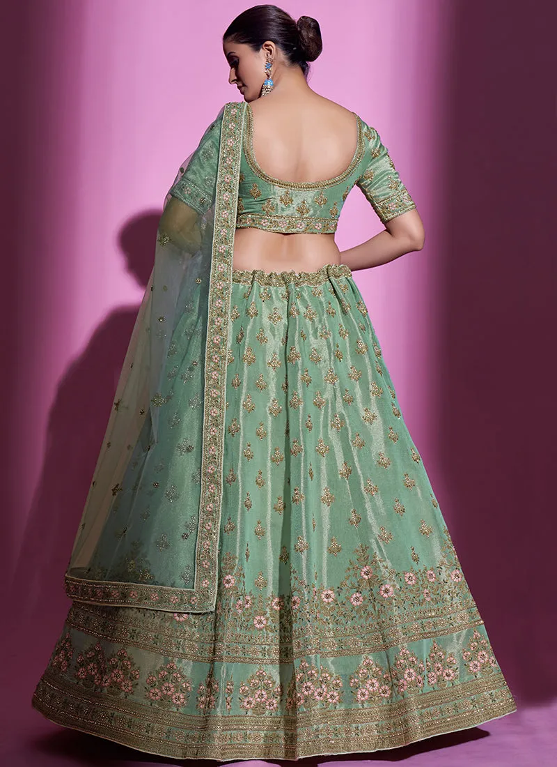 Sea Green Multi Embroidery Wedding Lehenga Choli