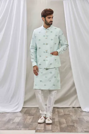 Sea Green raw silk jacket set