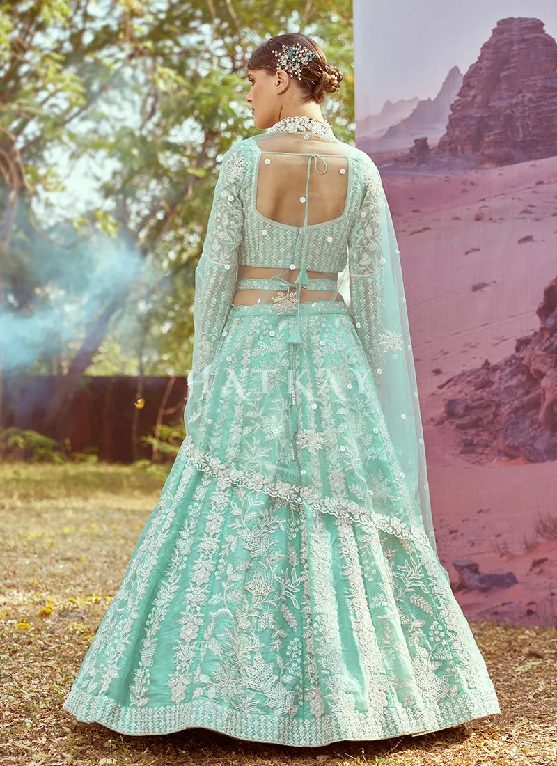 Sea Green Traditional Embroidery Bridal Lehenga Choli