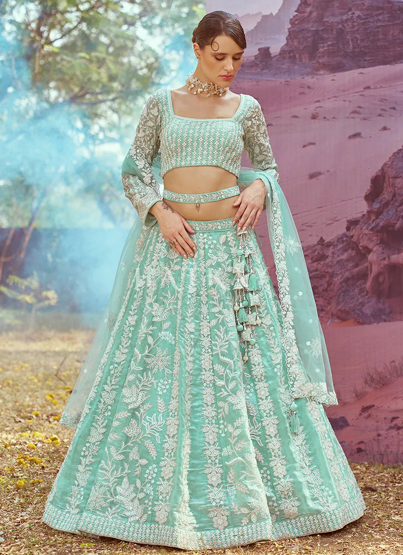 Sea Green Traditional Embroidery Bridal Lehenga Choli