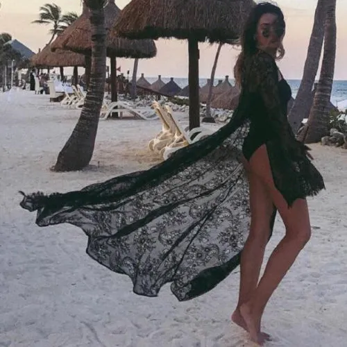 Sexy Lace Kimono Boho Beach Long Maxi Dress