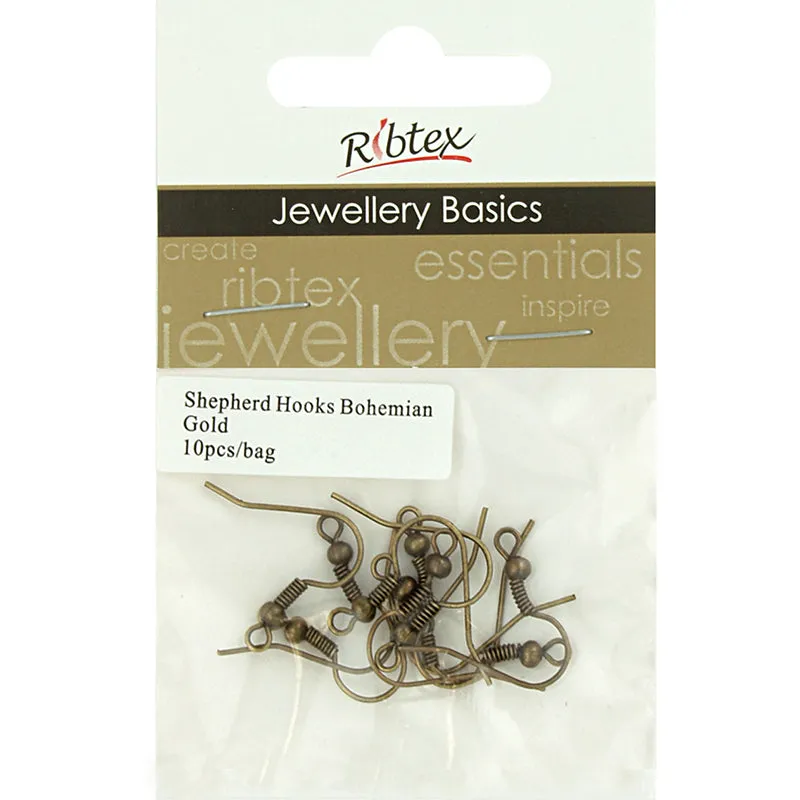 SHEPHERD HOOK EARRINGS BOHO GOLD 10PC