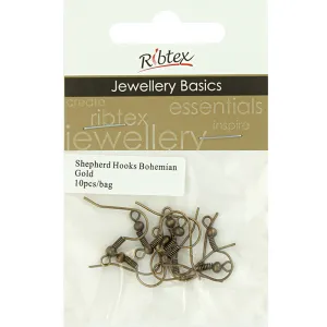 SHEPHERD HOOK EARRINGS BOHO GOLD 10PC