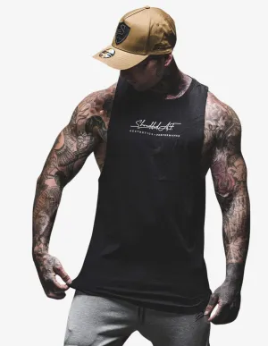 Signature - Longline Muscle Tank top - Black / White