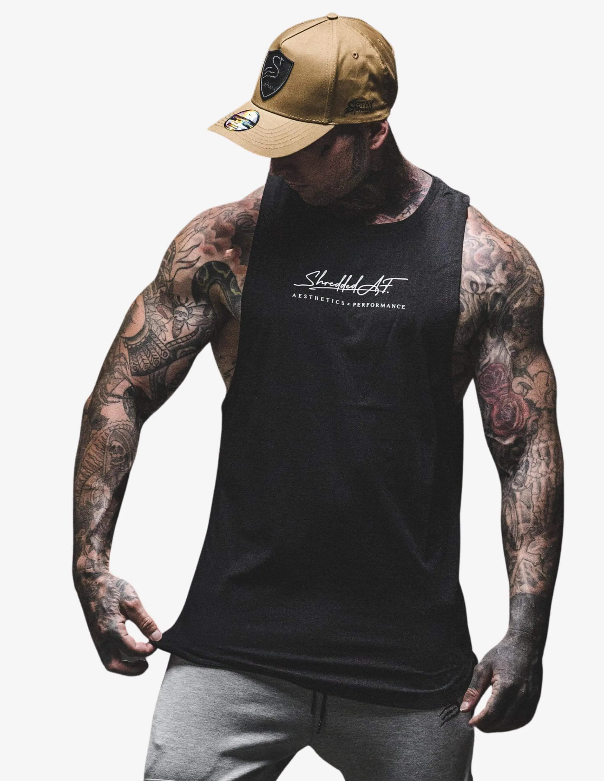Signature - Longline Muscle Tank top - Black / White
