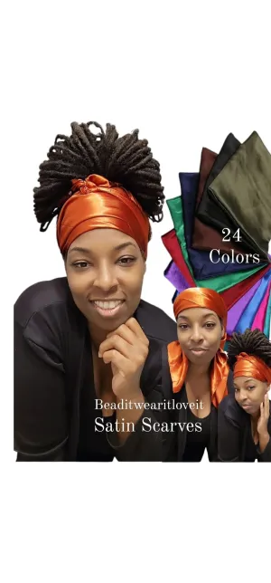 Silky Hair Scarf, Solid Color Multi Functional Satin Scarf, Square Neck Scarf/Bag Scarf/Bohemian Head Scarf/Head Wrap/Bandanna/Blouse/Skirt