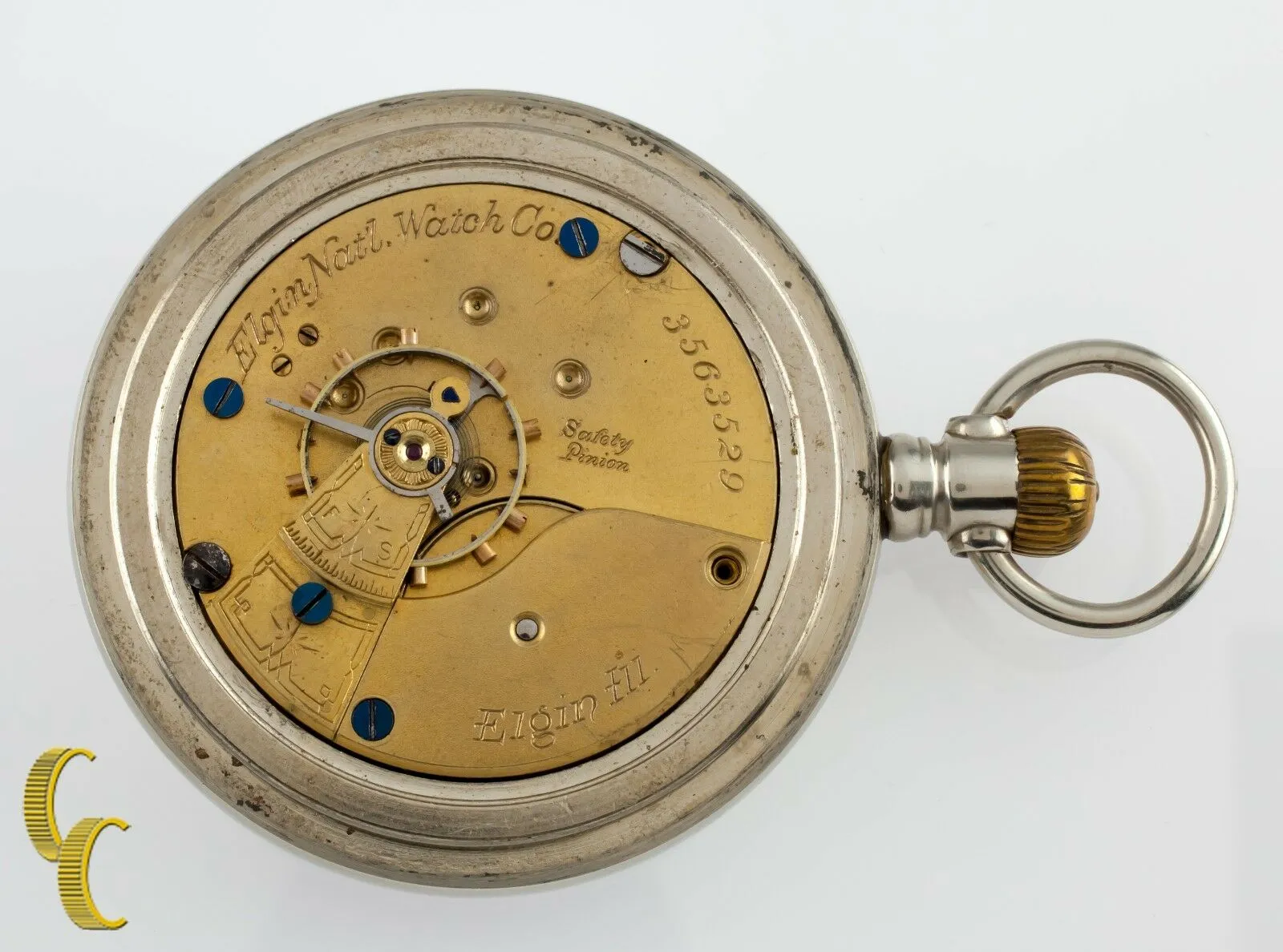Silveroid Elgin Antique Open Face Pocket Watch Grade 96 Size 18 7 Jewel