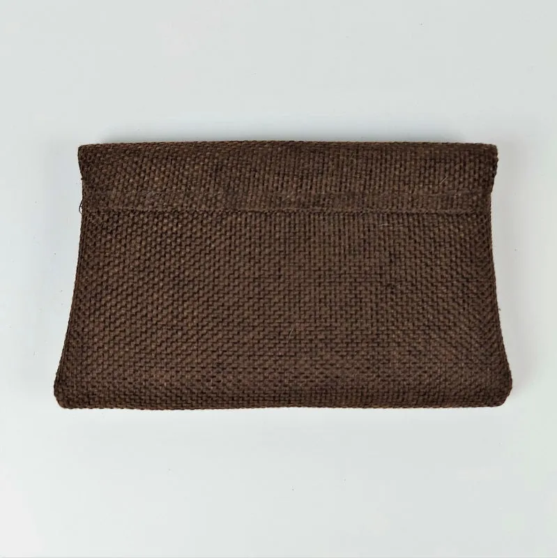 Sisal evening bag made from vintage embroidered fabrics with mirrorwork