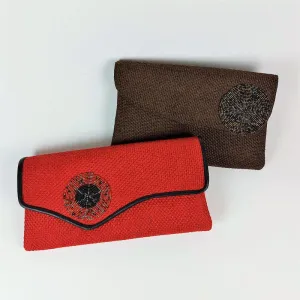 Sisal evening bag made from vintage embroidered fabrics with mirrorwork