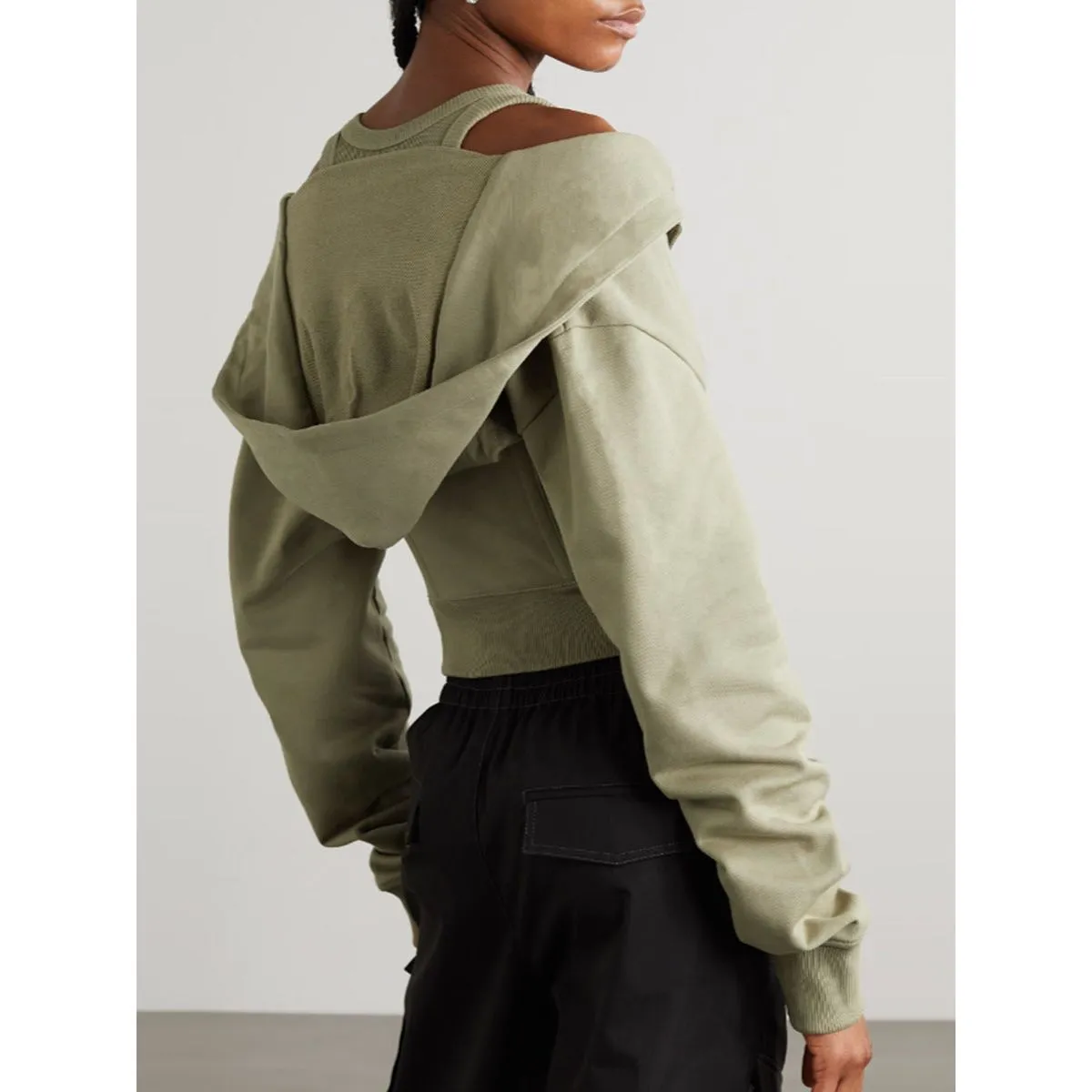 Slim Waist Hooded Short Sweater