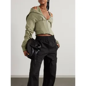 Slim Waist Hooded Short Sweater