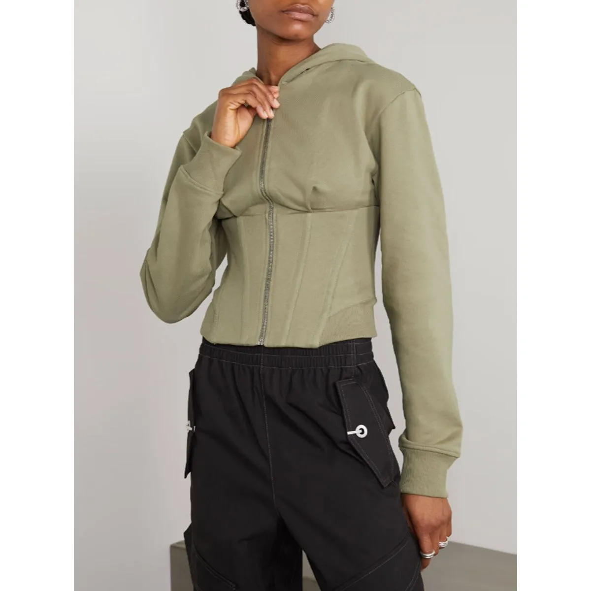 Slim Waist Hooded Short Sweater