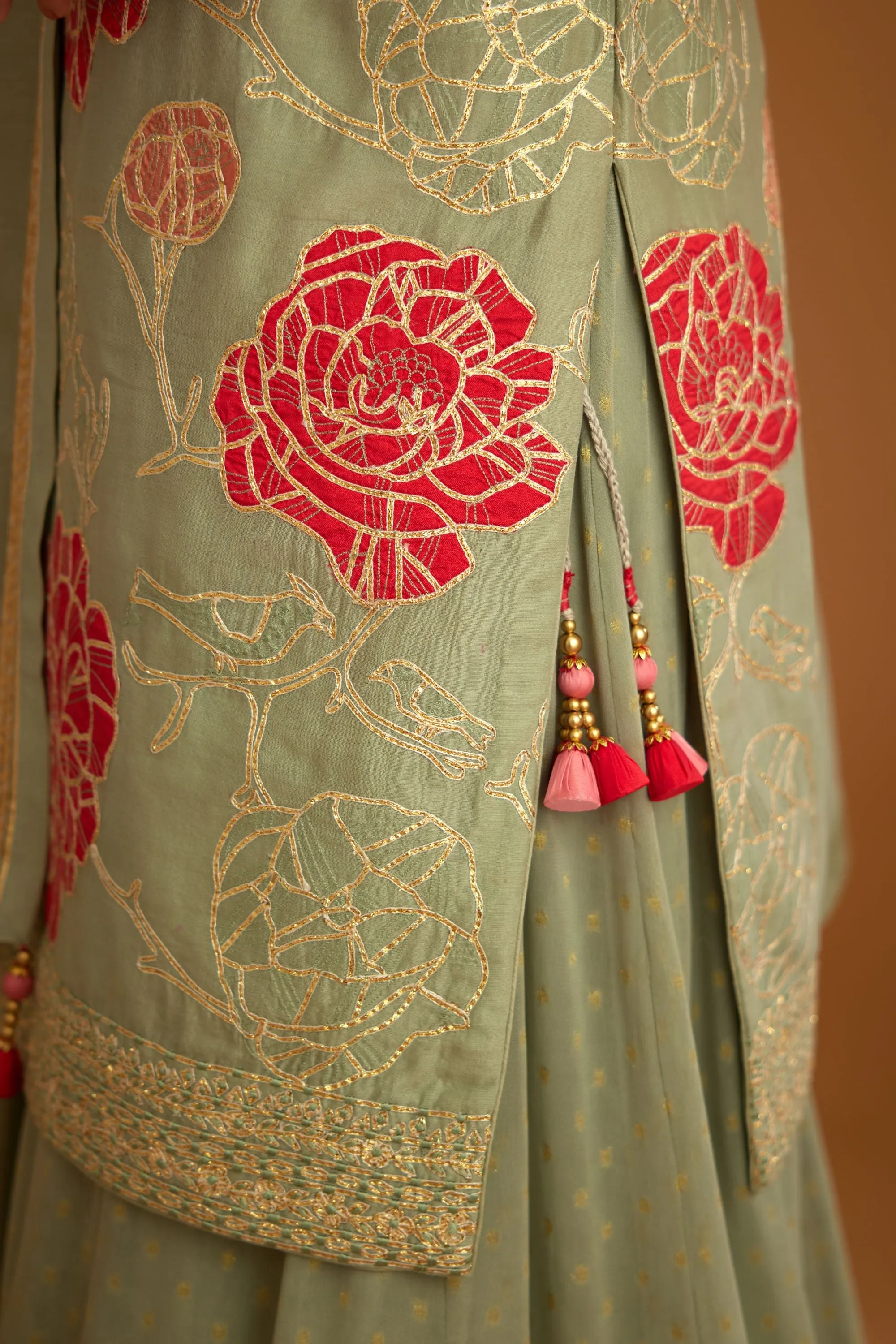 Smoke blue embroidered sharara set