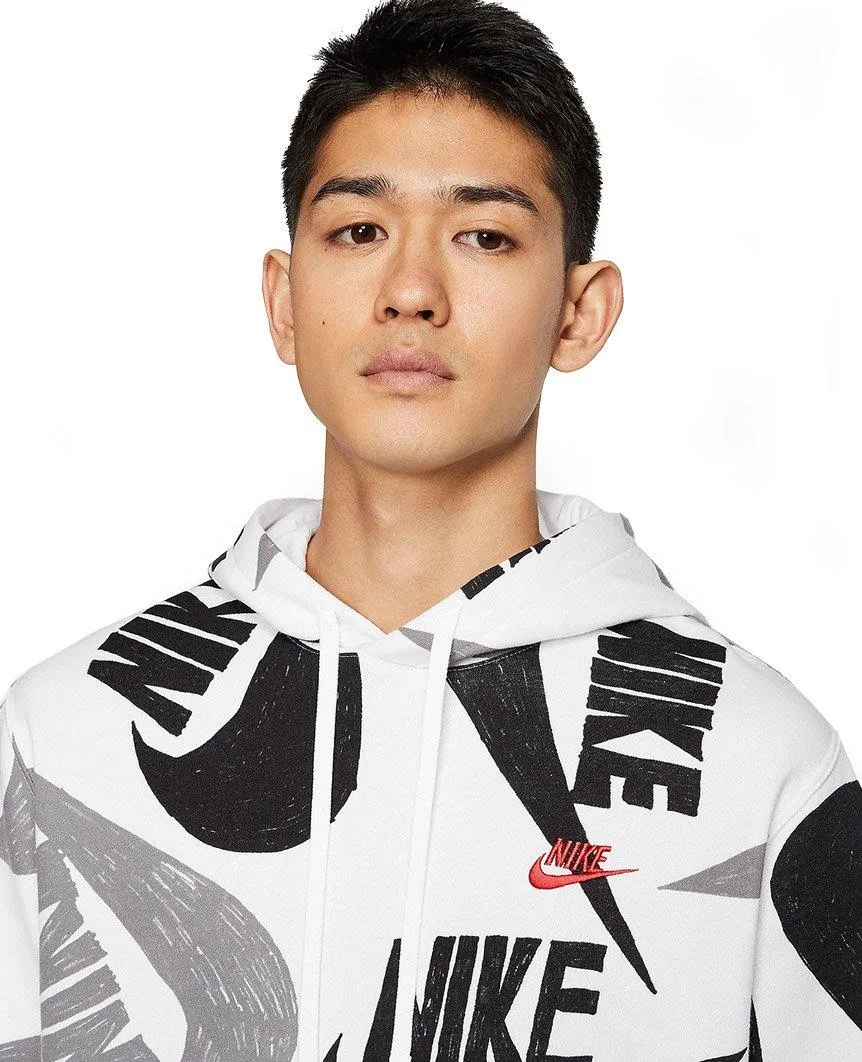 Sportswear Club Pullover Hoodie Black White