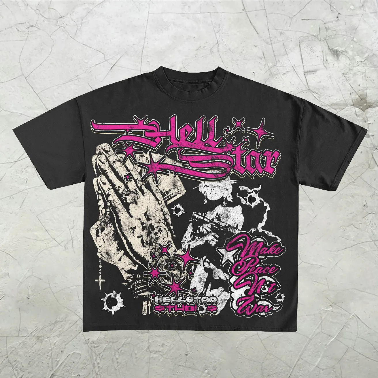 Statement street style print graphic crew neck T-shirt