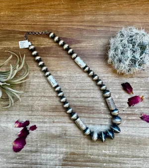 Sterling Silver "Navajo Style" Pearls   Barrel Style - 16"