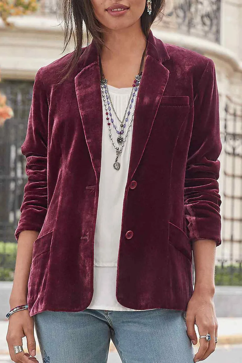 Street Solid Patchwork Pocket Turndown Collar Outerwear