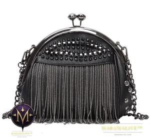 Studded tassel chain bag