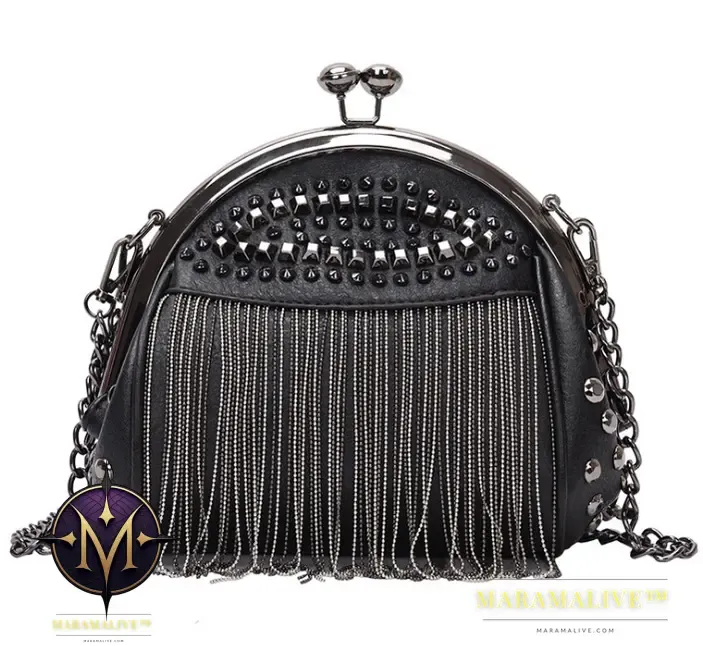 Studded tassel chain bag