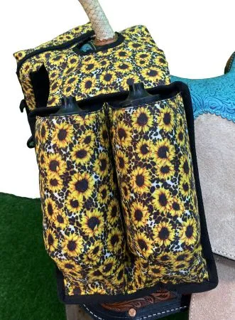 Sunflower and Cheetah Print Insulated Water Bottle Horn Bag