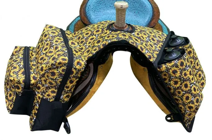 Sunflower and Cheetah Print Insulated Water Bottle Horn Bag