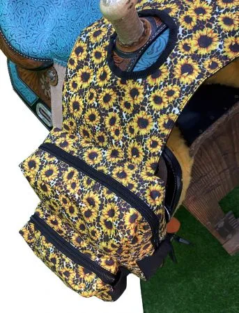 Sunflower and Cheetah Print Insulated Water Bottle Horn Bag