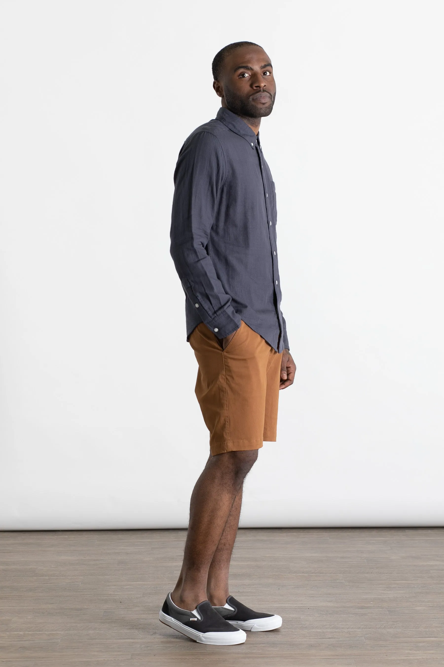 Sutton Slim Shirt / Charcoal Doublecloth