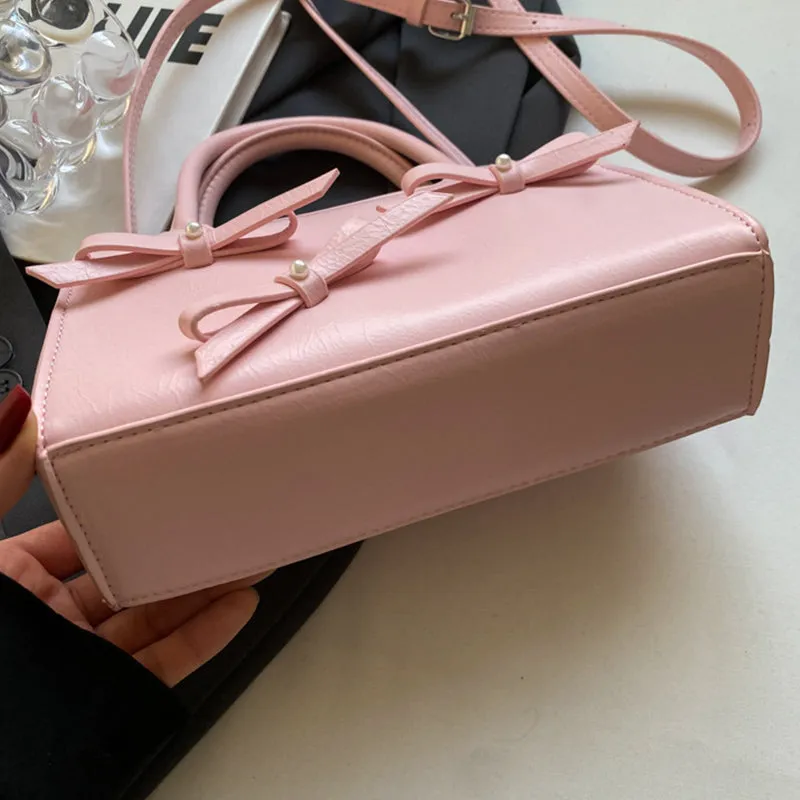 Sweet Simplicity Solid With Bow Contrast Bags(5 Colors)