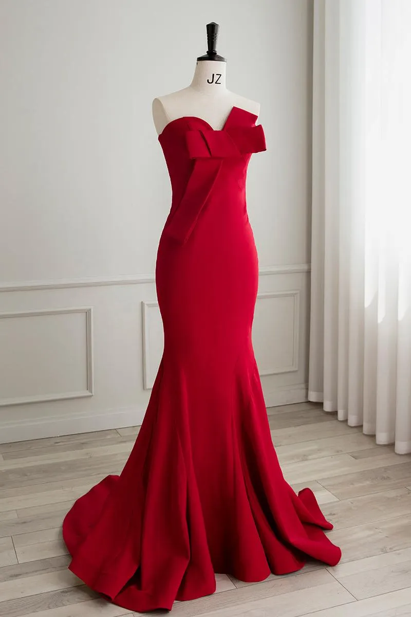 Sweetheart Neck Prom Dress Mermaid Burgundy Long Formal Evening Dress