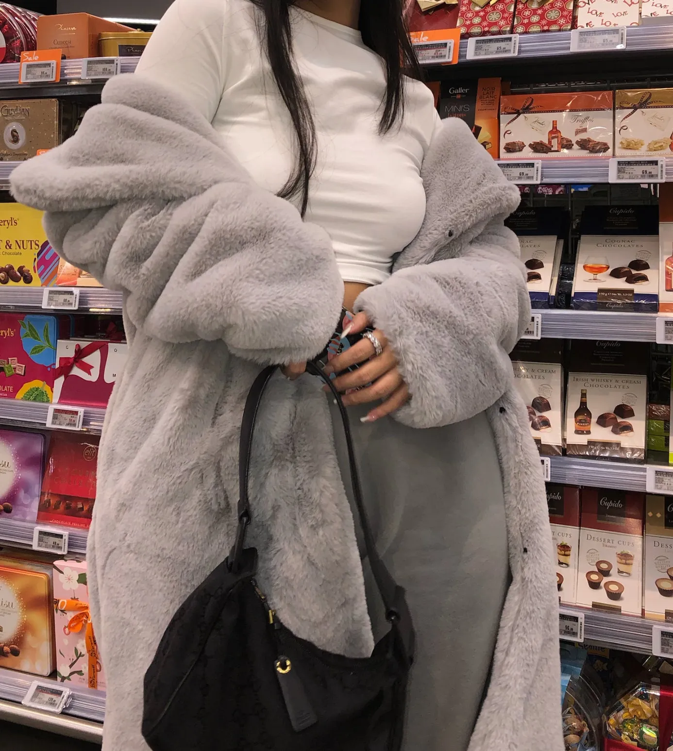SYNEZ Tim Long Furry Coat