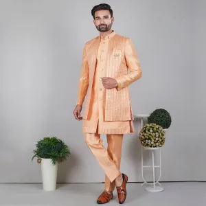 Tangerine  Orange Indo-Western Ensemble with Designer Jacket