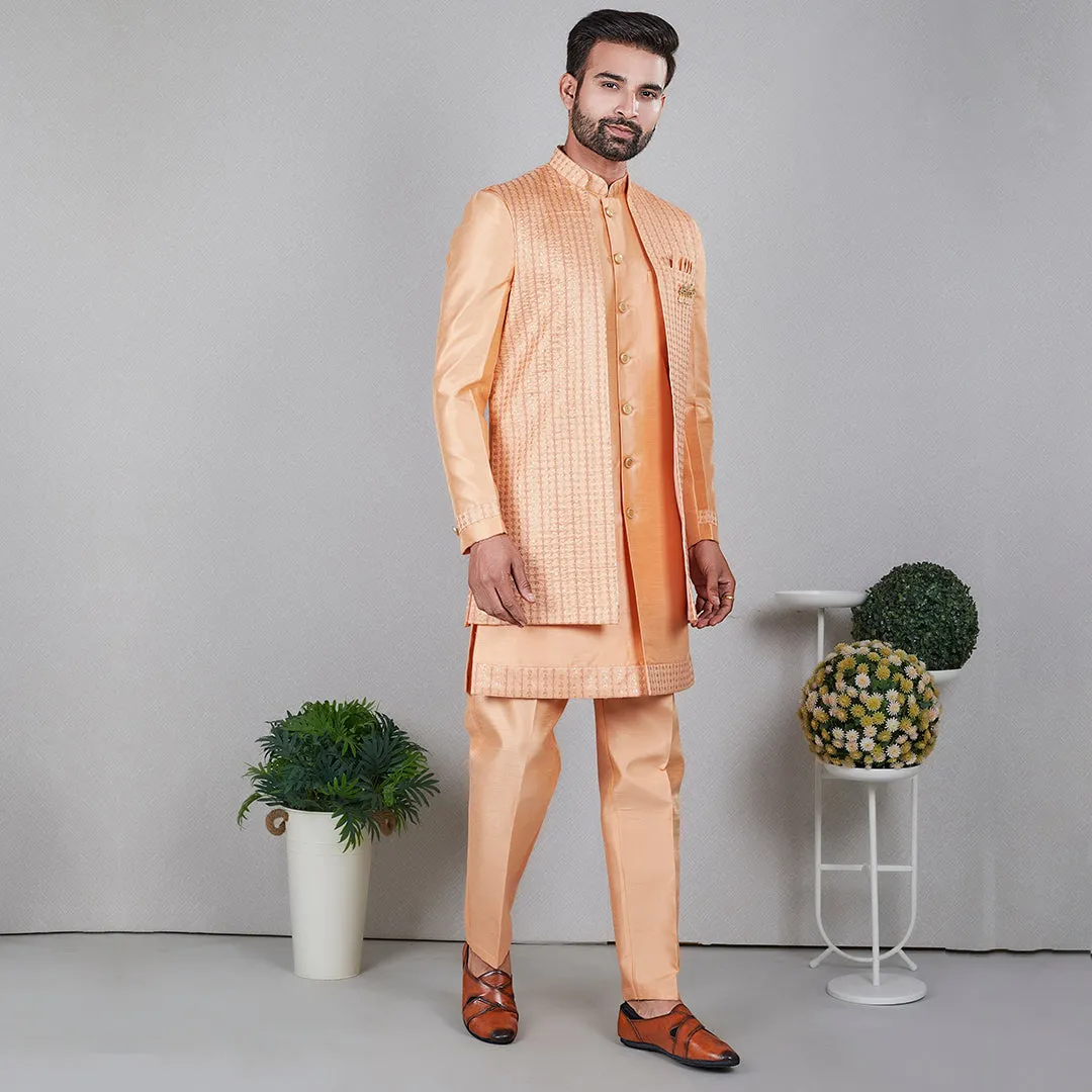 Tangerine  Orange Indo-Western Ensemble with Designer Jacket
