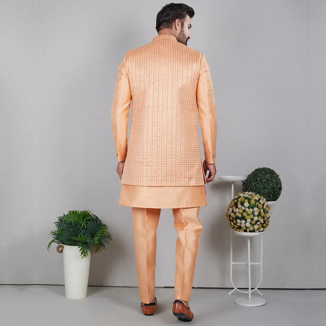 Tangerine  Orange Indo-Western Ensemble with Designer Jacket