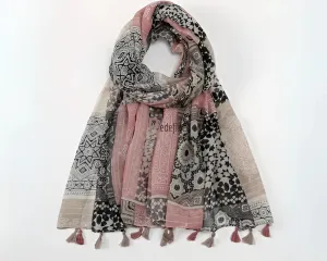 Tassel Hijab/Scarf - Pink Bohemian