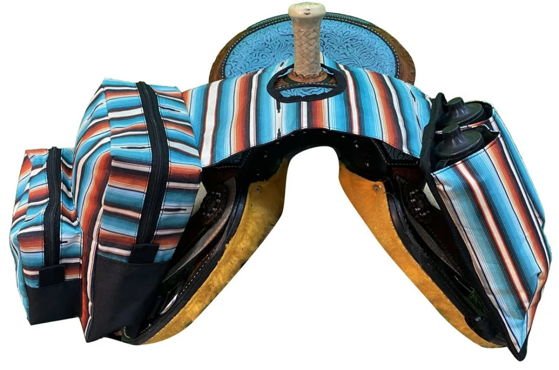 Teal Serape Print Insulated Water Bottle Horn Bag