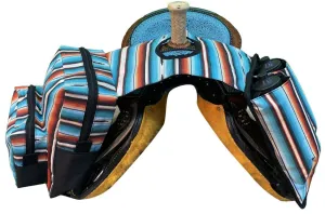 Teal Serape Print Insulated Water Bottle Horn Bag