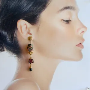Tourmaline Slices Long Tourmaline Cluster Earrings - Tatiana II Earrings