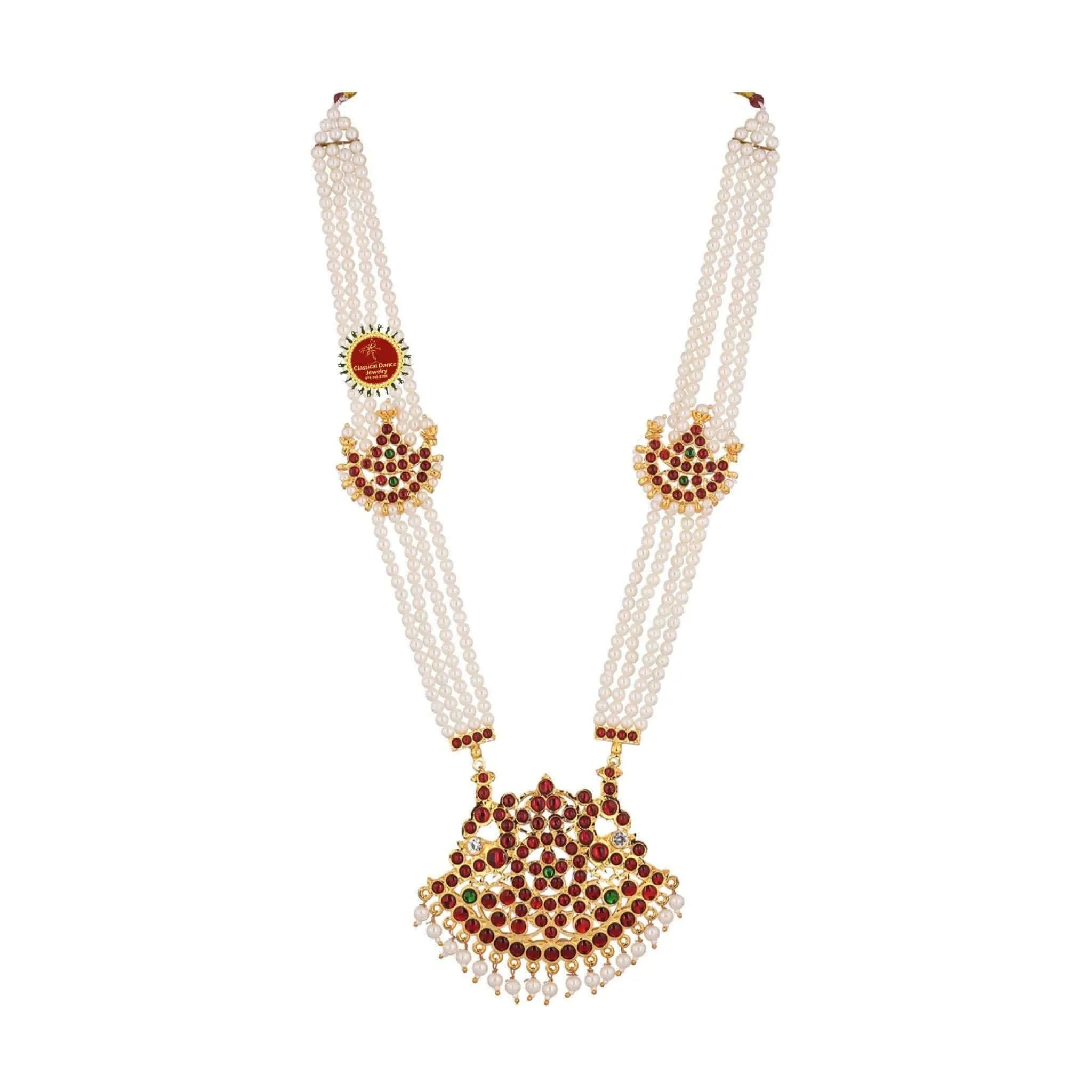 Traditional Temple Kemp Pearls Moti mala Indian jewelry | Haram | Bharatnatyam, Kuchipudi, Weddings, Birthdays | Classical Dance Jewelry