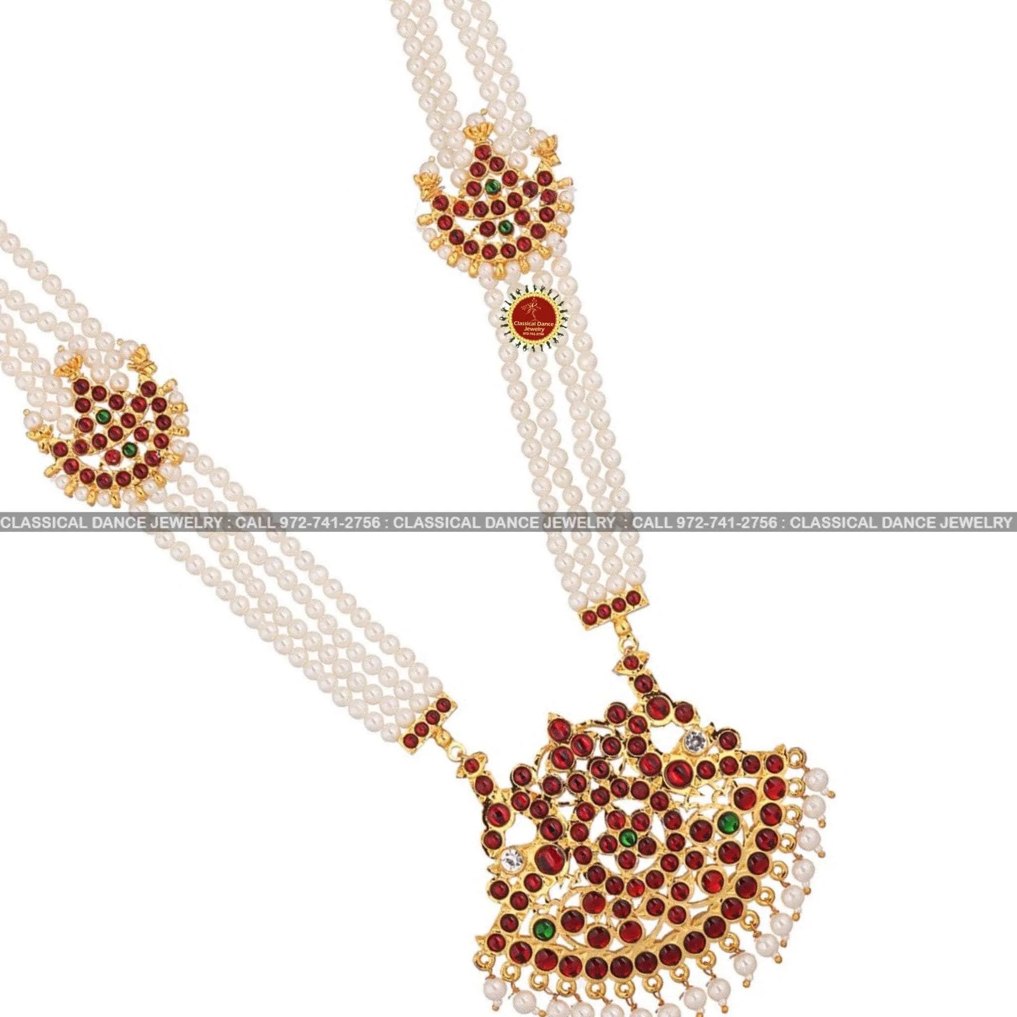 Traditional Temple Kemp Pearls Moti mala Indian jewelry | Haram | Bharatnatyam, Kuchipudi, Weddings, Birthdays | Classical Dance Jewelry
