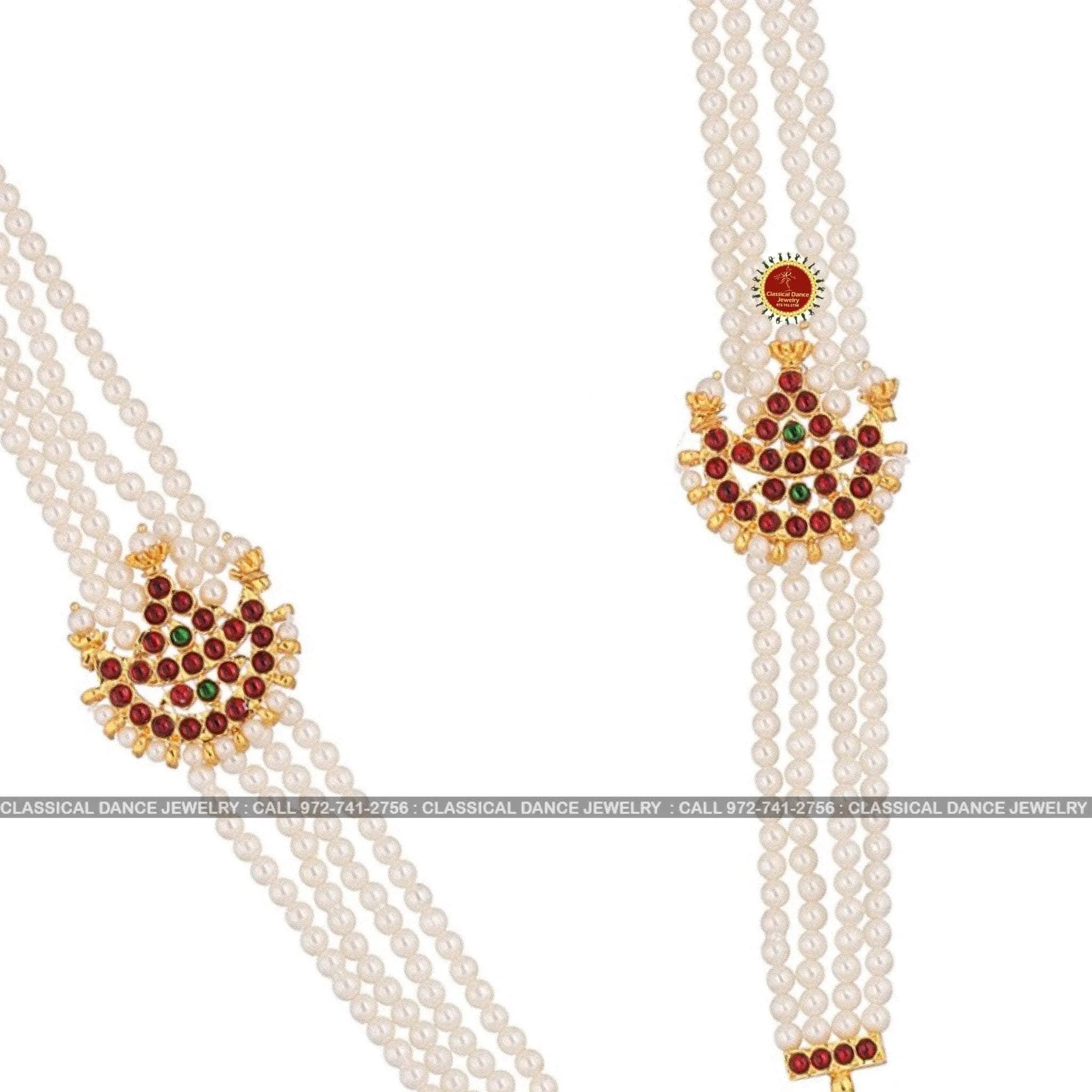 Traditional Temple Kemp Pearls Moti mala Indian jewelry | Haram | Bharatnatyam, Kuchipudi, Weddings, Birthdays | Classical Dance Jewelry