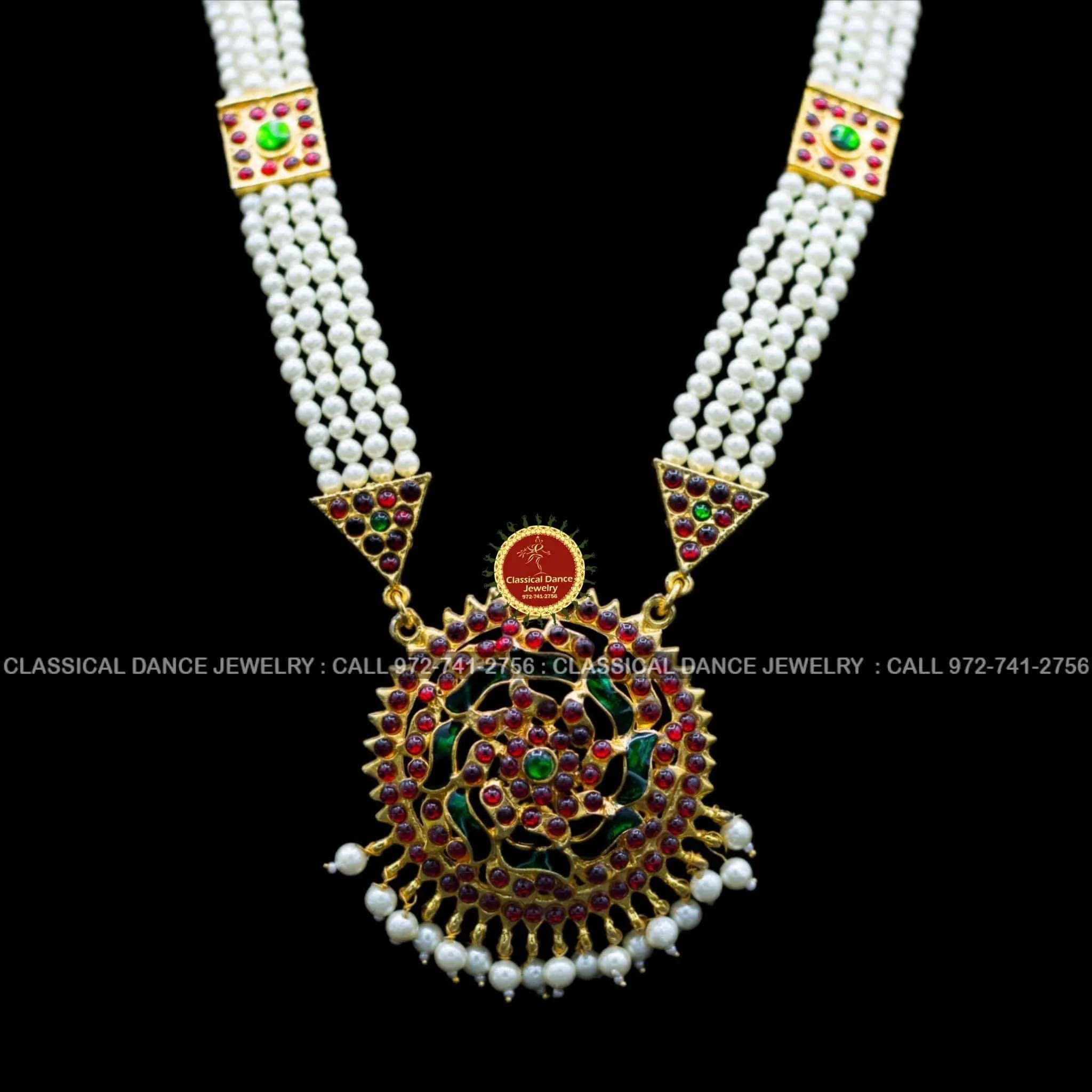 Traditional Temple Kemp Pearls Motimala Indian Jewelry | Long Haram | Bharatnatyam Kuchipudi Weddings | Classical Dance Jewelry