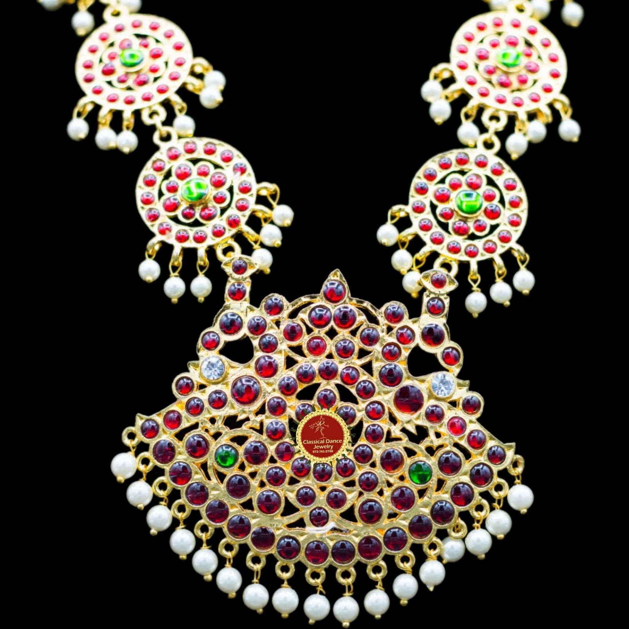 Traditional Temple Kemp Pearls Motimala Indian Jewelry | Long Haram | Bharatnatyam Kuchipudi Weddings | Classical Dance Jewelry